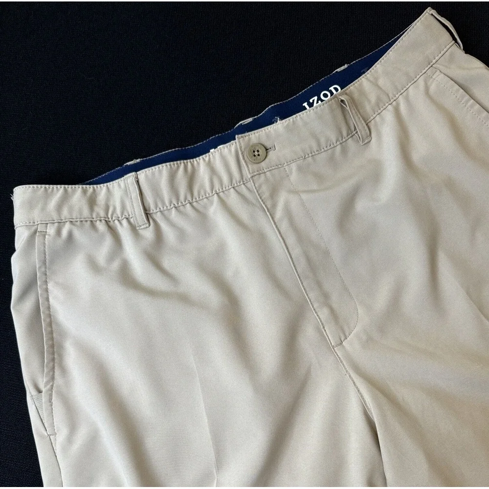 IZOD‎ 36x32 TAN Men's Golf Pants Flat Front Athletic/ Performance ~ EXCELLENT